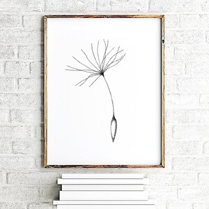Printable Dandelion Art Set of 3 Prints, Monochrome Floral Living Room ...