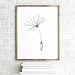 Printable Dandelion Art Set of 3 Prints, Monochrome Floral Living Room ...