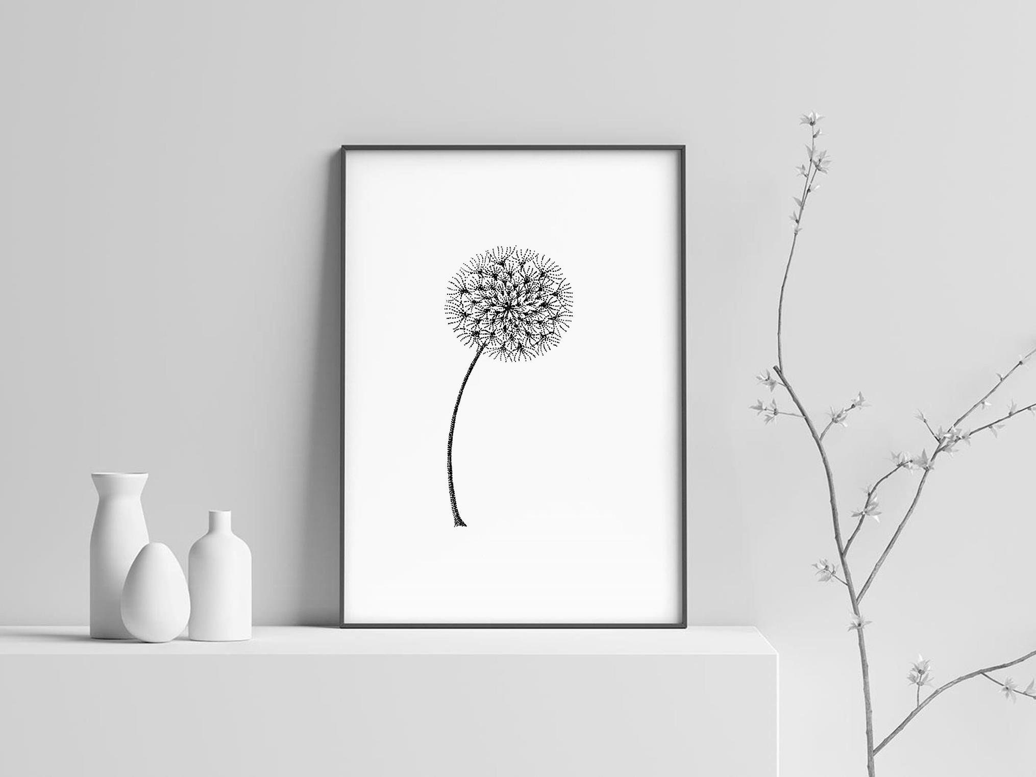 Printable bedroom wall art minimalist floral illustration Etsy