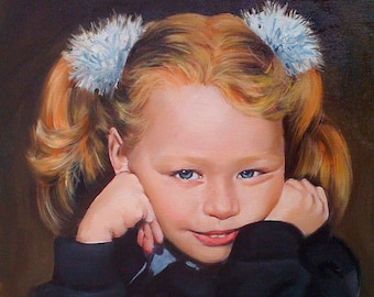 Portrait personnalisé de photo, portrait d’un enfant, portrait à l’huile, Portrait de couleur, portrait à la main, portrait sur toile, pastel doux