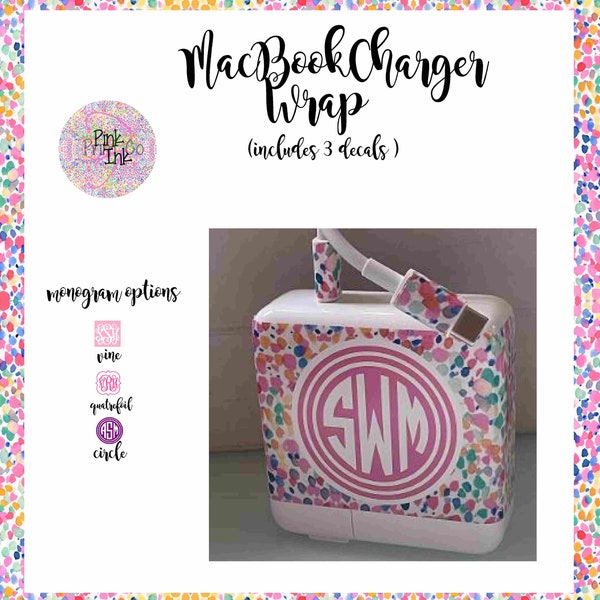 MacBook Charger Monogram Decal | Charger Monogram | MacBook Charger Wrap | MacBook Charger Decal | Iphone Monogram | Pattern 448