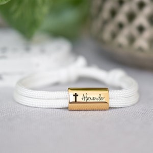 Armband gegraveerd met kruis en naam | Communiecadeau | Bevestiging | gepersonaliseerde armband | Bevestiging | Doop sieraden | Kinderarmband