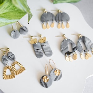 Polymer Clay Earrings | Gray Stone | clay earrings | Statement Earrings | handmade | gift girlfriend | Earrings | Marriage