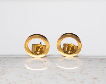 Circle Earrings, Earrings, Mini Earrings Gold, Gift Girlfriend, Stainless Steel Earrings