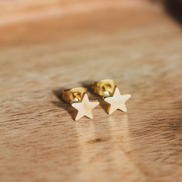 Star stud earrings, earrings, mini studs gold, gift girlfriend, stainless steel studs, nickel-free