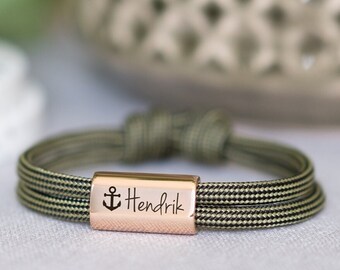 Armband mit Namen und Anker graviert | Kommunionsgeschenk | Konfirmation | personalisiertes Armband | Firmung | Herrenarmband