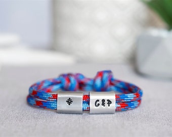 Armband personalisiert mit Gravur handgestempelt zur Taufe, Kommunion, Geburtstag, Schulanfang, Konfirmation, Weihnachtsgeschenk für Jungen