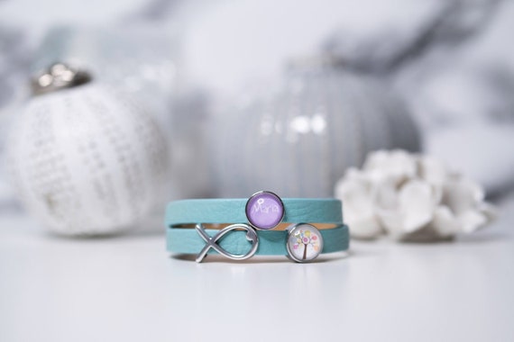 personalisiertes Armband, Kommunion, Firmung, Taufe, Konfirmation, Geburtstag, Einschulung, Lederarmband mit Wunschnamen ichthys