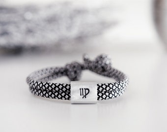 Armband personalisiert mit Gravur Horoskop "Jungfrau" handgestempelt zur Taufe, Kommunion, Geburtstag, Schulanfang, Konfirmation