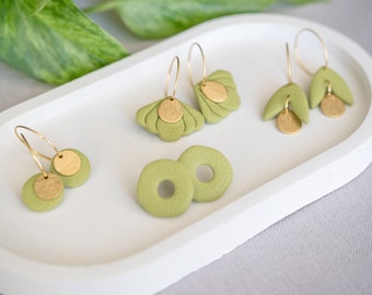 Polymer Clay Earrings | LIME GREEN golden hoop earrings | Clay earrings | Statement Earrings | handmade | Gift girlfriend | Earrings