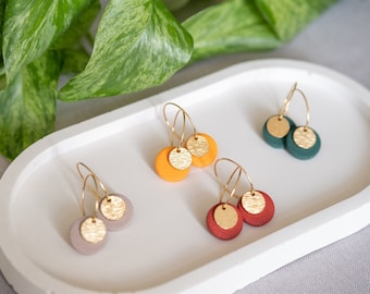 Polymer Clay Earrings | AYA | Round Earrings | Fimo Studs | Green Earrings | Yellow Earrings | Clay
