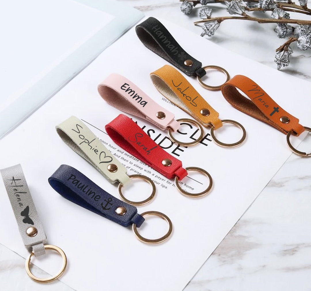 Personalisiert Leder Schlüsselanhänger - Gravur Mit Namen & Initialen