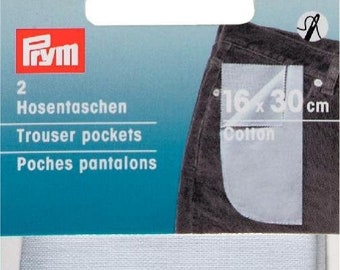 Prym 967131 Full Size Sew In White Cotton Trouser Pocket Replacement