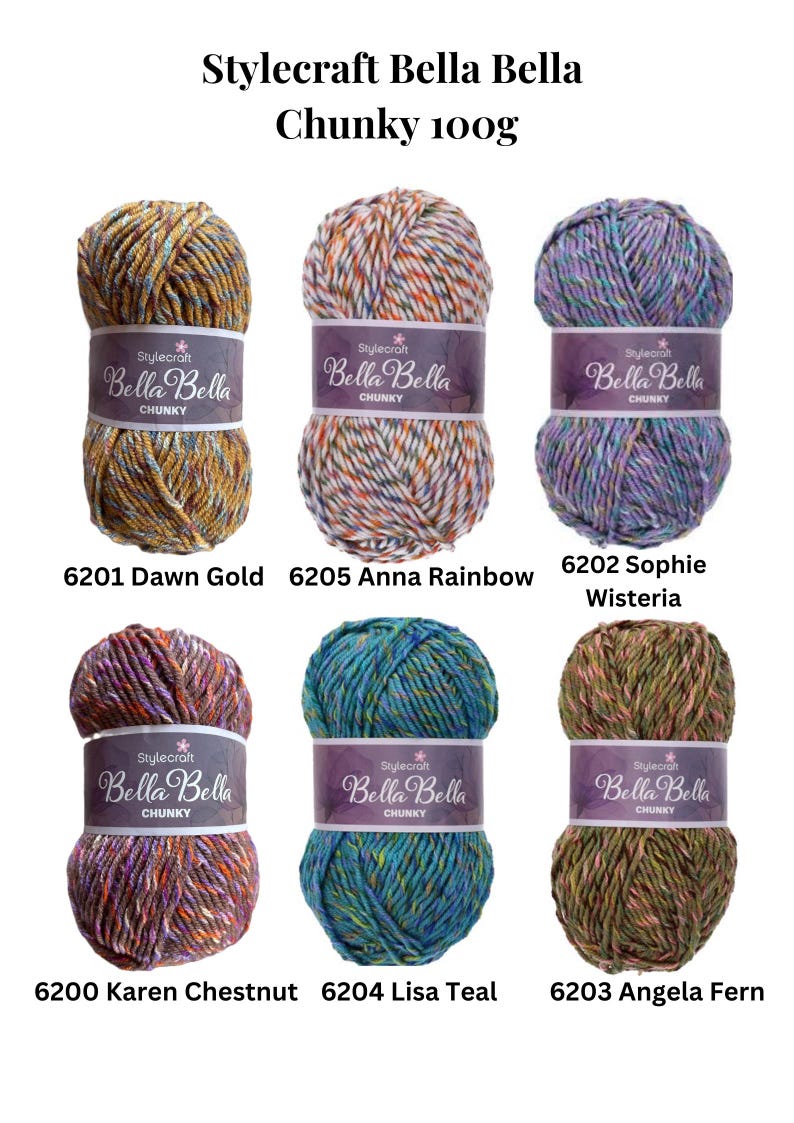 Stylecraft Bella Bella Chunky Yarn 100g - Various Colours - Etsy UK