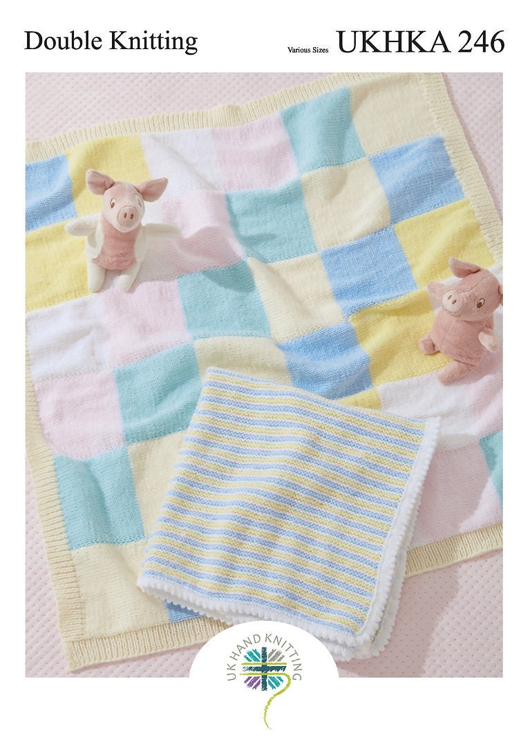 UKHKA Double Knitting Pattern 246 for Baby Blankets