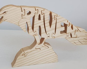 RAVEN handmade wooden jigsaw ornament puzzle