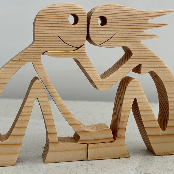 Funky people, Man and Woman handmade wooden sculpture carving ornament