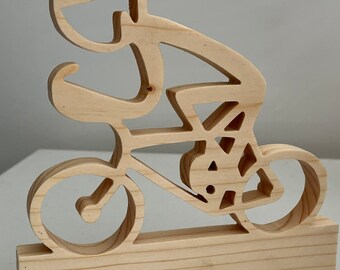 Funky people, The Cyclist sculpture d’ornement en bois faite à la main