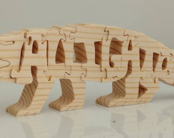 ALLIGATORe fatto a mano in legno animale puzzle ornamento.