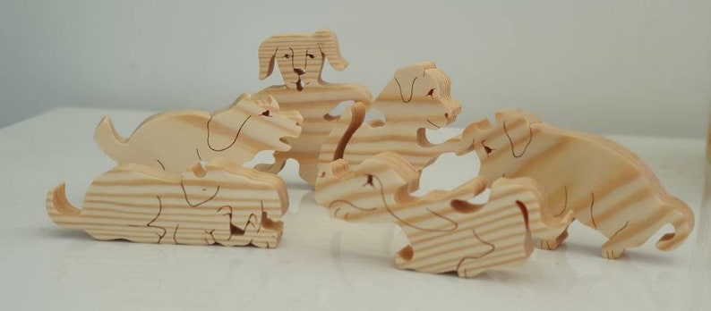 DOGS Pile up Handmade Wooden Puzzle Ornament | Etsy