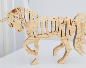 UNICORN handmade wooden  puzzle ornament