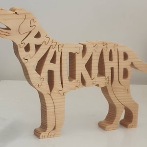 BLACK LABRADOR handmade wooden dog jigsaw puzzle ornament