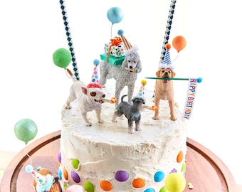 Party Animal Dog Cake Toppers: Birthday Puppy Decorations