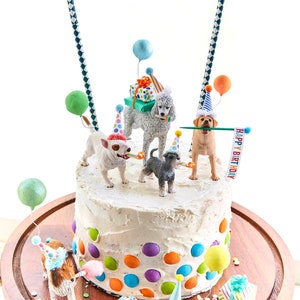 Party animals, Party animal dogs, Labrador cake topper, Poodle cake topper