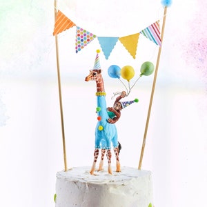 Birthday Giraffe Cake Topper/Orangutan and Giraffe Birthday Cake/Safari Party Cake Topper/Giraffe Cake/Orangutan Cake image 1