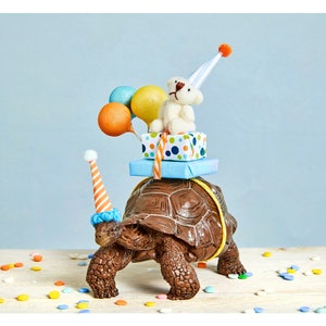 Tortoise Cake Topper/Party Animal Cake topper/Reptile Cake Topper/Teddy bear on a Tortoise/Teddy Bear Cake Topper