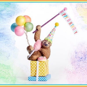 Sloth cake topper/sloth collectible/ Party Animal Cake Topper/Sloths