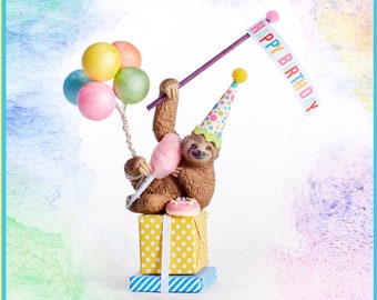 Sloth cake topper/sloth collectible/ Party Animal Cake Topper/Sloths