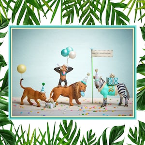 Safari party animals/ Zebra cake topper/ Party animal cake/ Lion cake topper/ Safari theme party