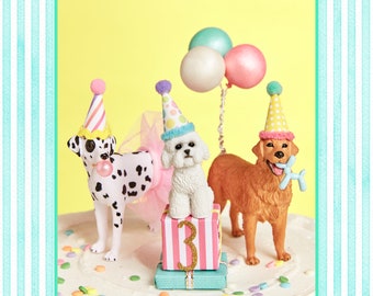 Party Animal Dog Cake Toppers: Puppy Birthday Keepsakes