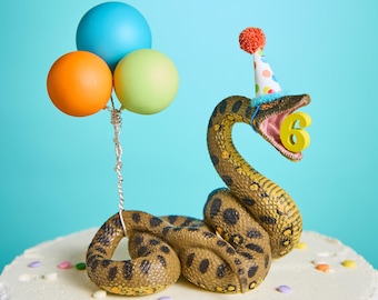 Anaconda Cake Topper: Party Animal Snake Birthday Decoration