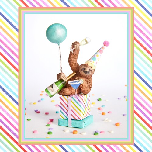 Party Animals for Adults/ Boozy Sloth/ Sloth Cake Topper/ Party Animal Cake Topper