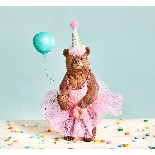 Ballerina bear cake topper/Party Animal/ Birthday Bear/Birthday Animal Cake Topper/Grizzly Bear Topper/Princess Bear