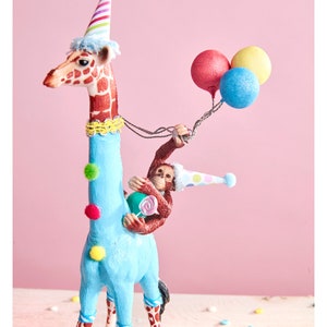 Birthday Giraffe Cake Topper/Orangutan and Giraffe Birthday Cake/Safari Party Cake Topper/Giraffe Cake/Orangutan Cake image 5