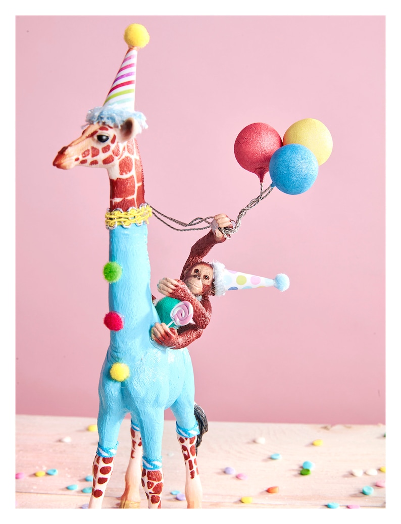 Birthday Giraffe Cake Topper/Orangutan and Giraffe Birthday Cake/Safari Party Cake Topper/Giraffe Cake/Orangutan Cake image 5