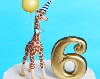 Baby Giraffe Birthday Cake Topper: Party Animal Safari Theme