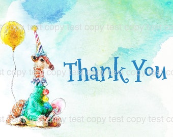 Party Animal Thank You Card/5x7 giraffe party animal thank you/safari party thank you/birthday giraffe thank you