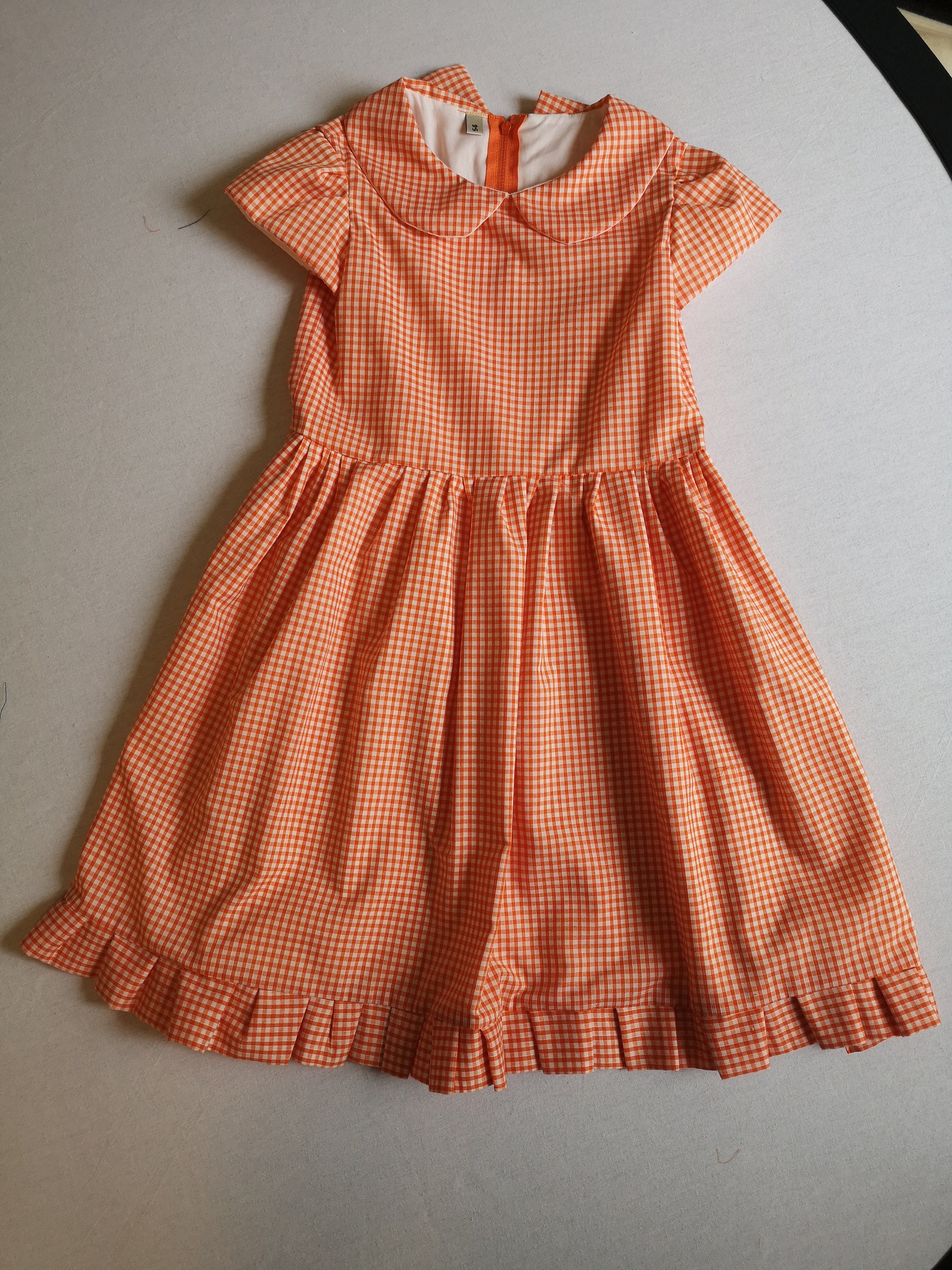 orange gingham dress