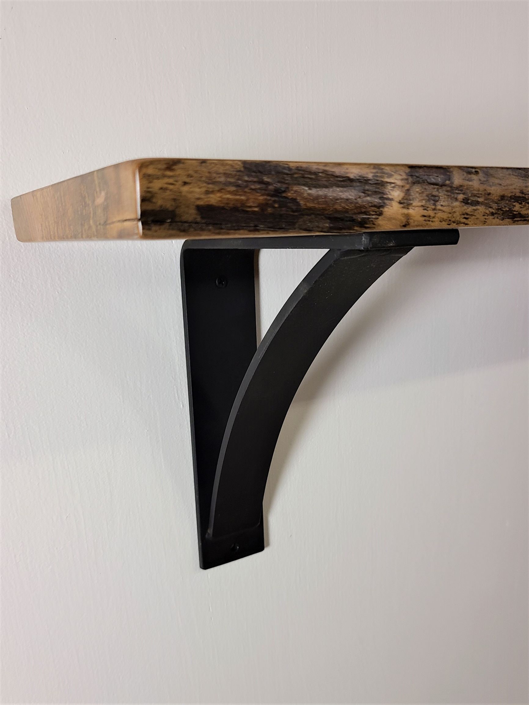 30 Live Edge Maple Shelf W/ Heavy Steel Shelf Brackets Etsy