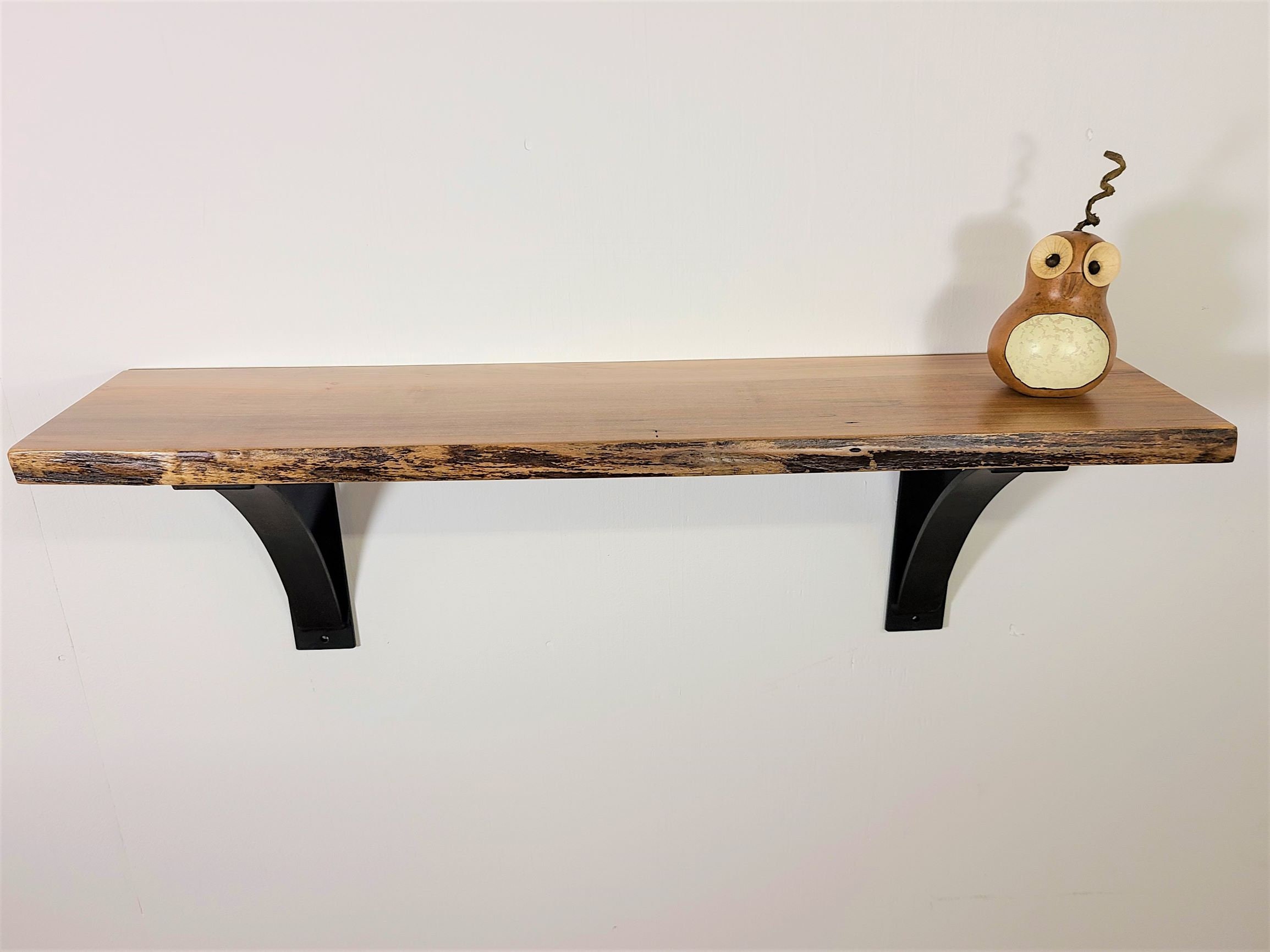 30 Live Edge Maple Shelf W/ Heavy Steel Shelf Brackets Etsy