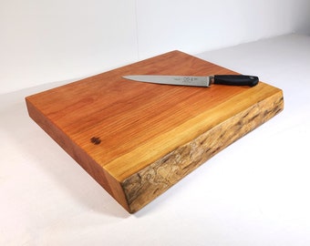 Thick Cherry Live Edge Cutting Board, 2&quot;+ Thick, Butcher Block, Black Cherry, Wood Cutting Board