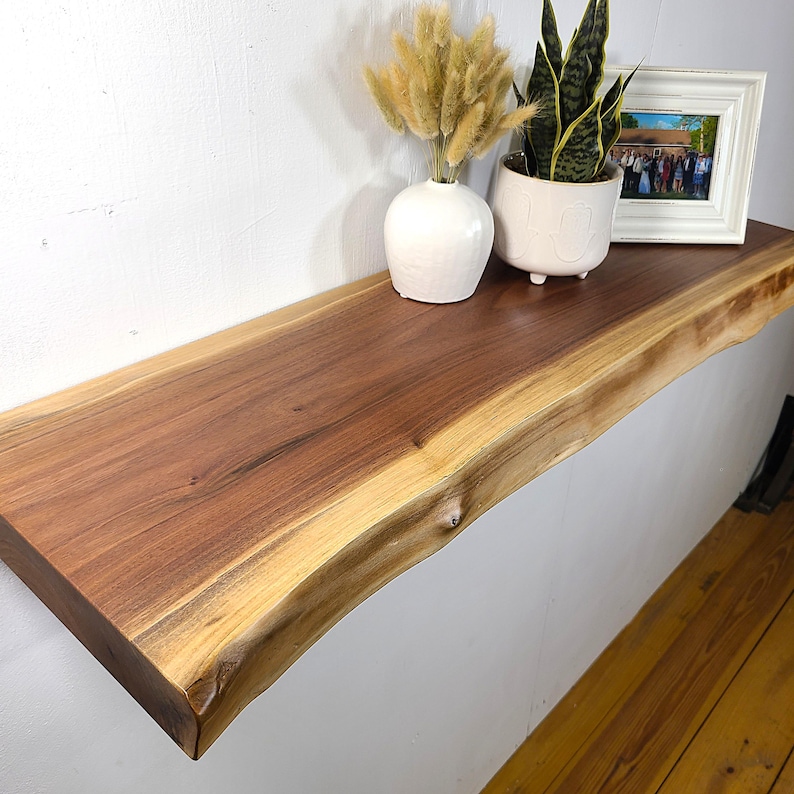 Live Edge Black Walnut Floating Shelf