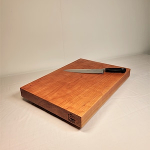 Cherry Flat Edge Cutting Board, 2&quot; Thick, Single-Plank Solid Black Cherry - Reversable Wood Cutting Board