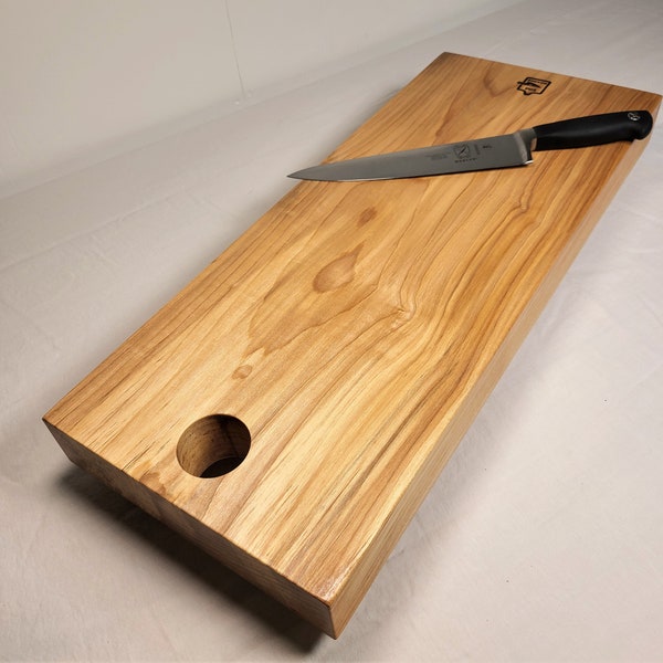 Hard Maple Cutting Board, Sushi Board, Cheese Board, Single-Plank Hard Maple 2.25" Thick, Modern Flat Edge