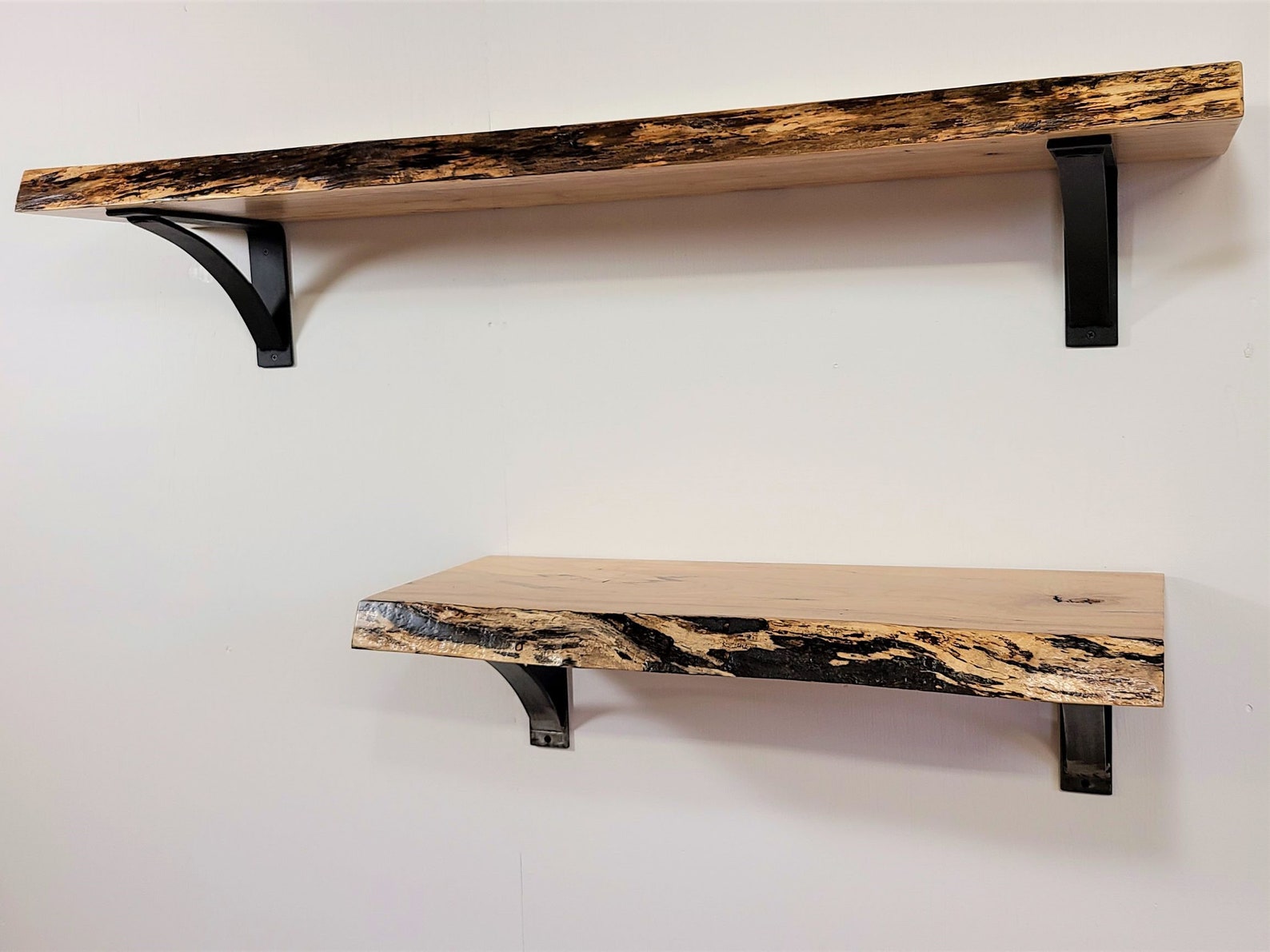 1.75 Live Edge Maple Shelf with Heavy Steel Shelf Etsy