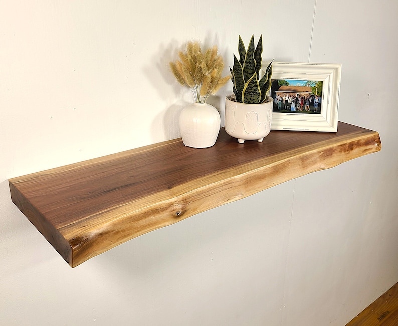 Live Edge Black Walnut Floating Shelf - Thumbnail 2
